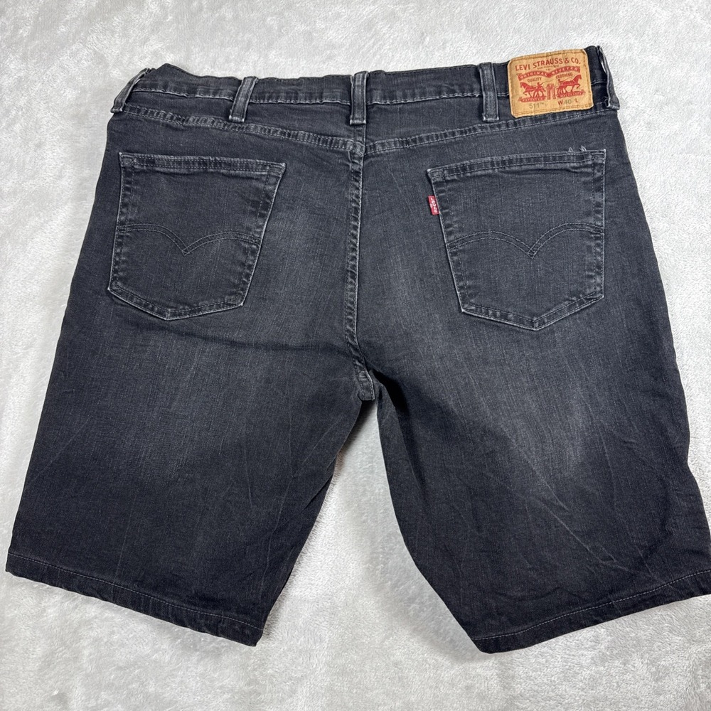 Levi's 511 Black Denim Bermuda Shorts Men's Size 40 10" Inseam - Picture 2 of 9